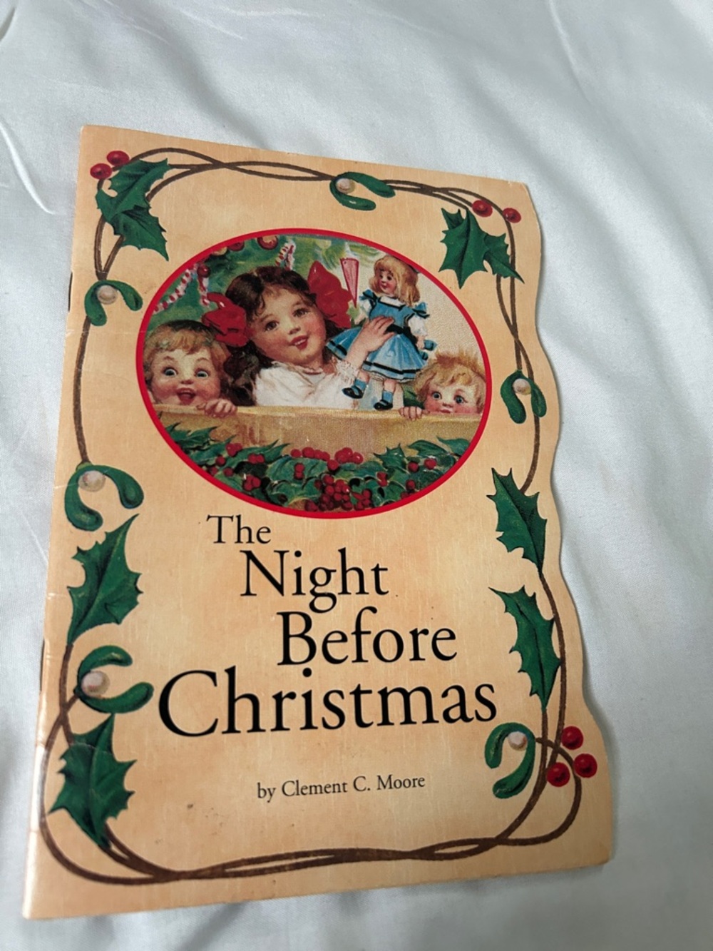 The night before Christmas book, antique postcard 1994
